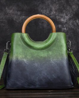 Vegetable tanned leather leather women’s bag hand-polished retro contrasting fashion trend European and American foreign trade cross-border hand-to-hand cross-body bag