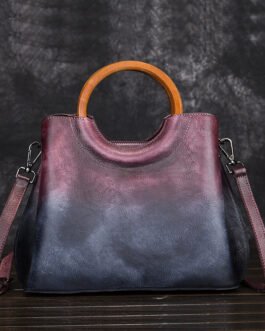 Vegetable tanned leather leather women’s bag hand-polished retro contrasting fashion trend European and American foreign trade cross-border hand-to-hand cross-body bag