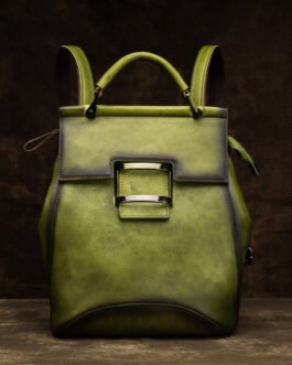 Vegetable-tanned leather women’s bag, top layer cowhide leather backpack, women’s retro hand-wiped color hand-to-hand cross-body cross-body backpack