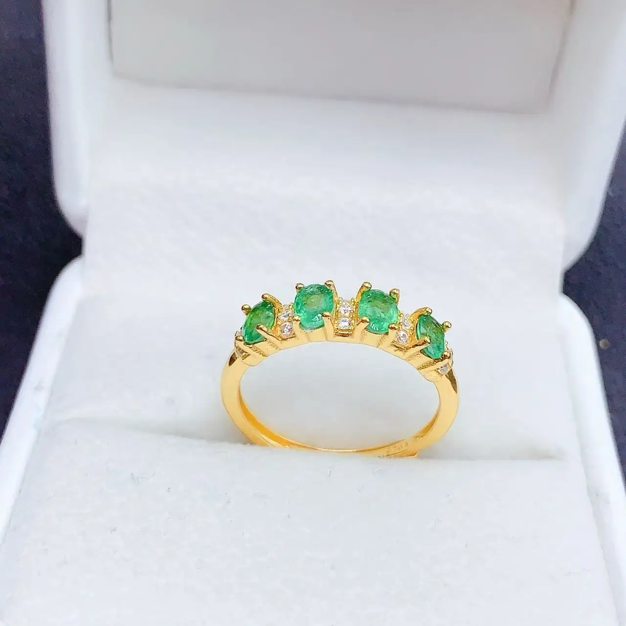 Natural Emerald Five Stone Band - view 5
