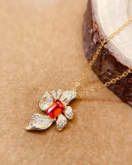 Natural Garnet Octagon Pendant Necklace