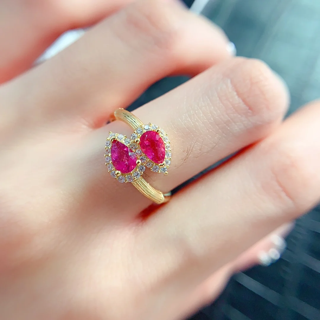 Natural Tourmaline Pear Vintage Ring - view 5