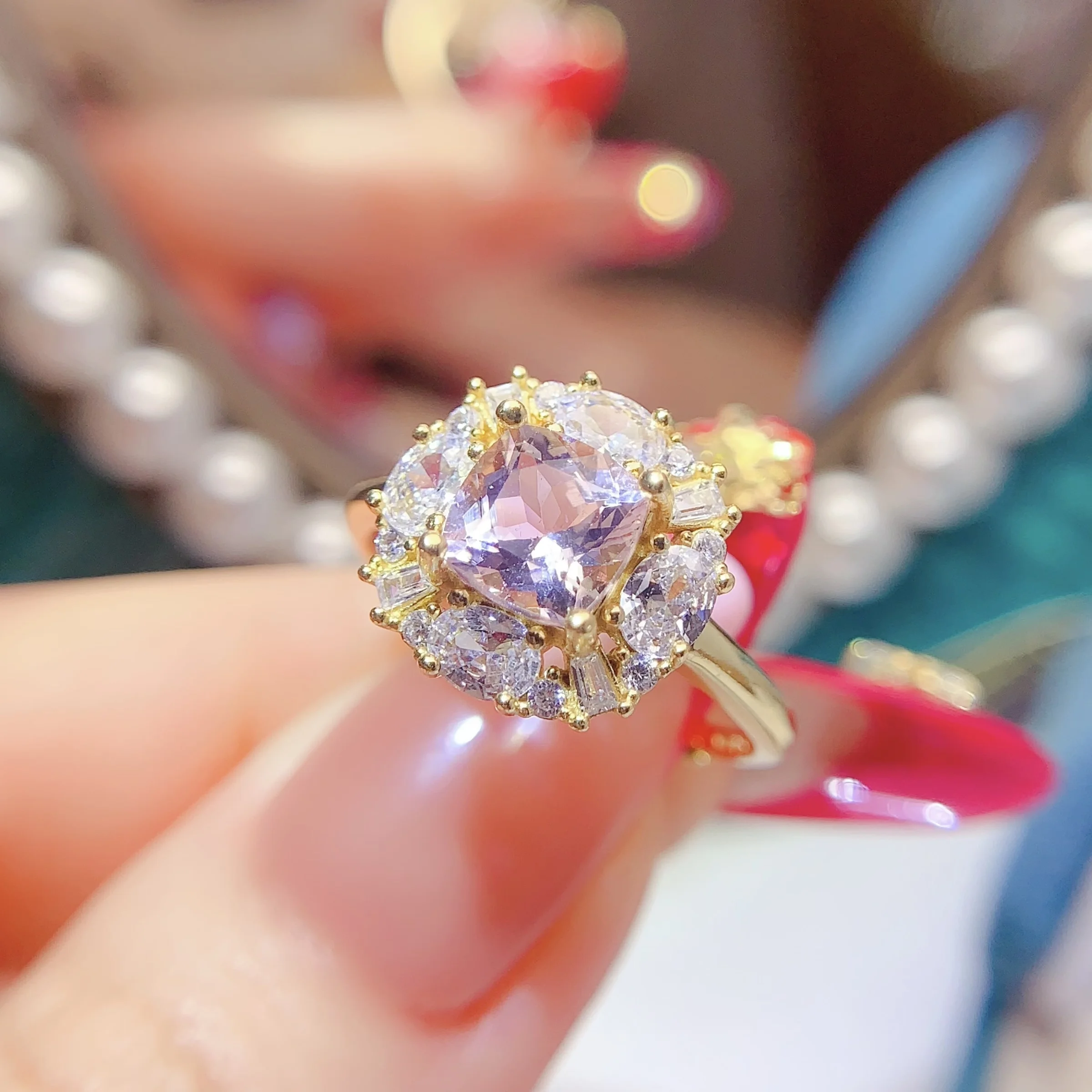 Natural Morganite Dainty Band Ring - view 1