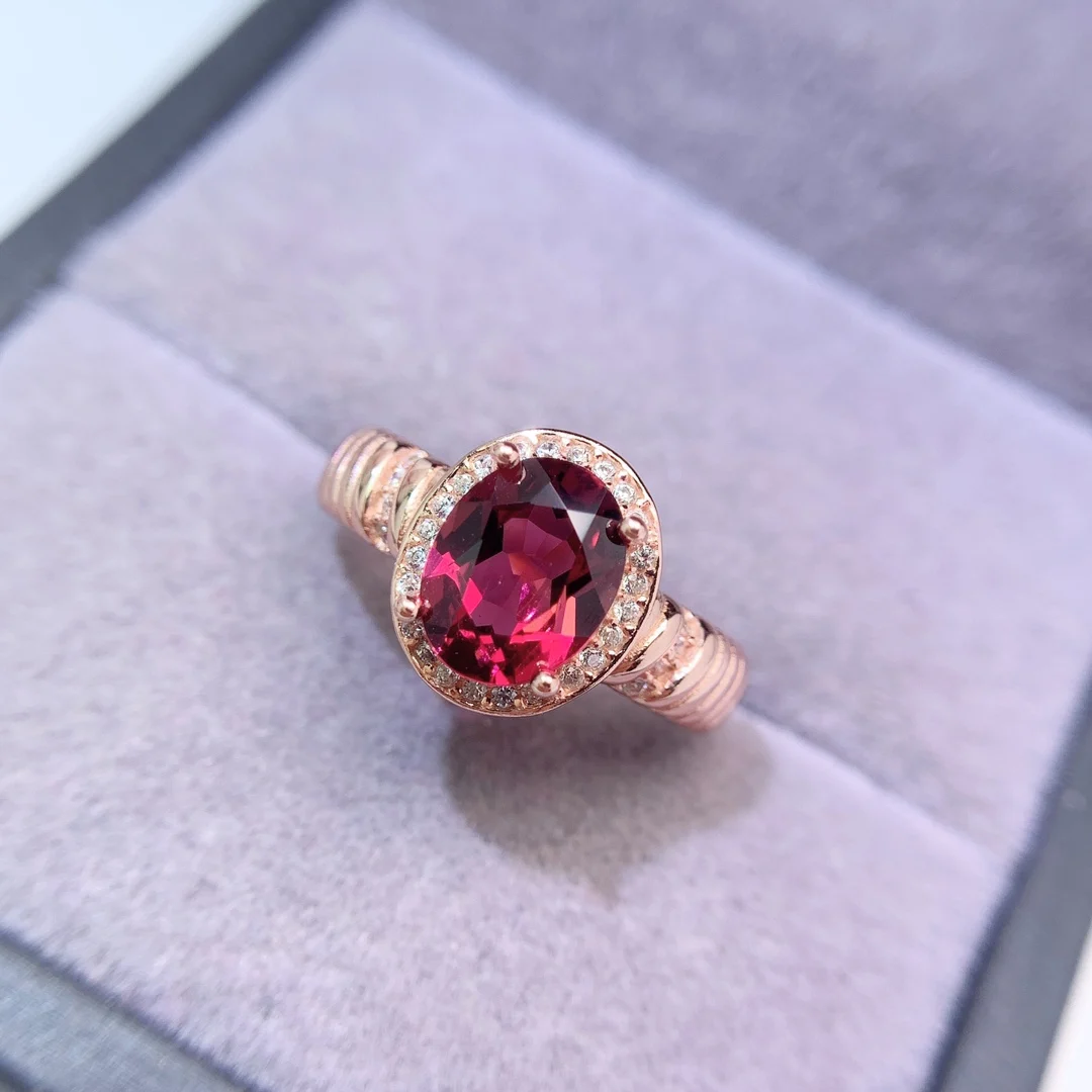 Natural Garnet Ribbed Band Ring - view 4