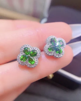Natural Diopside Wedding Stud Earrings