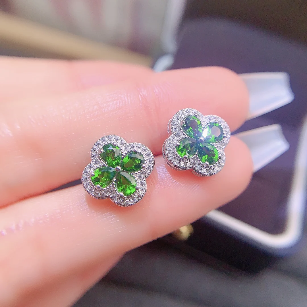 Natural Diopside Wedding Stud Earrings - view 1