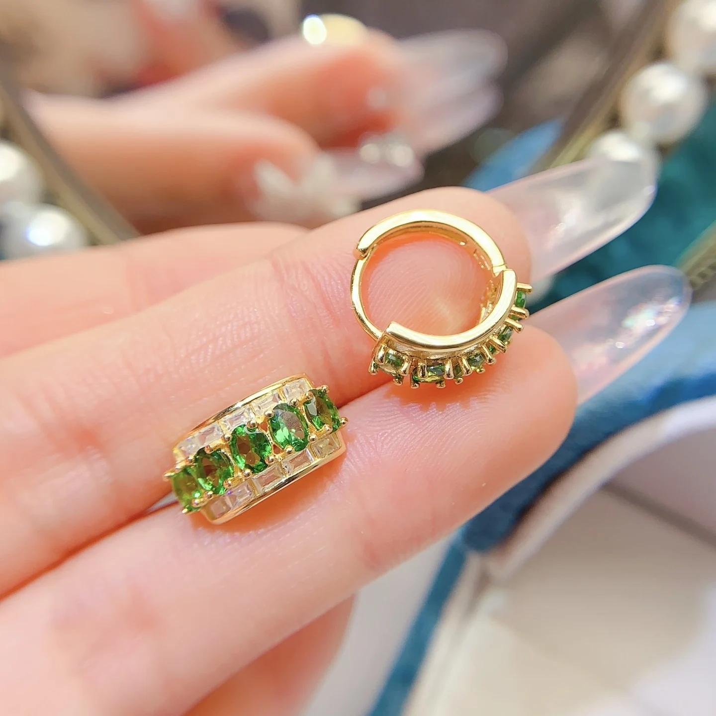 Natural Tsavorite Hoop Earrings - view 4