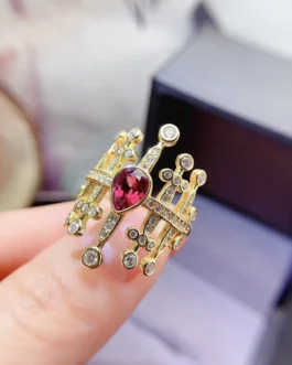 Natural Garnet Pear Frame Ring
