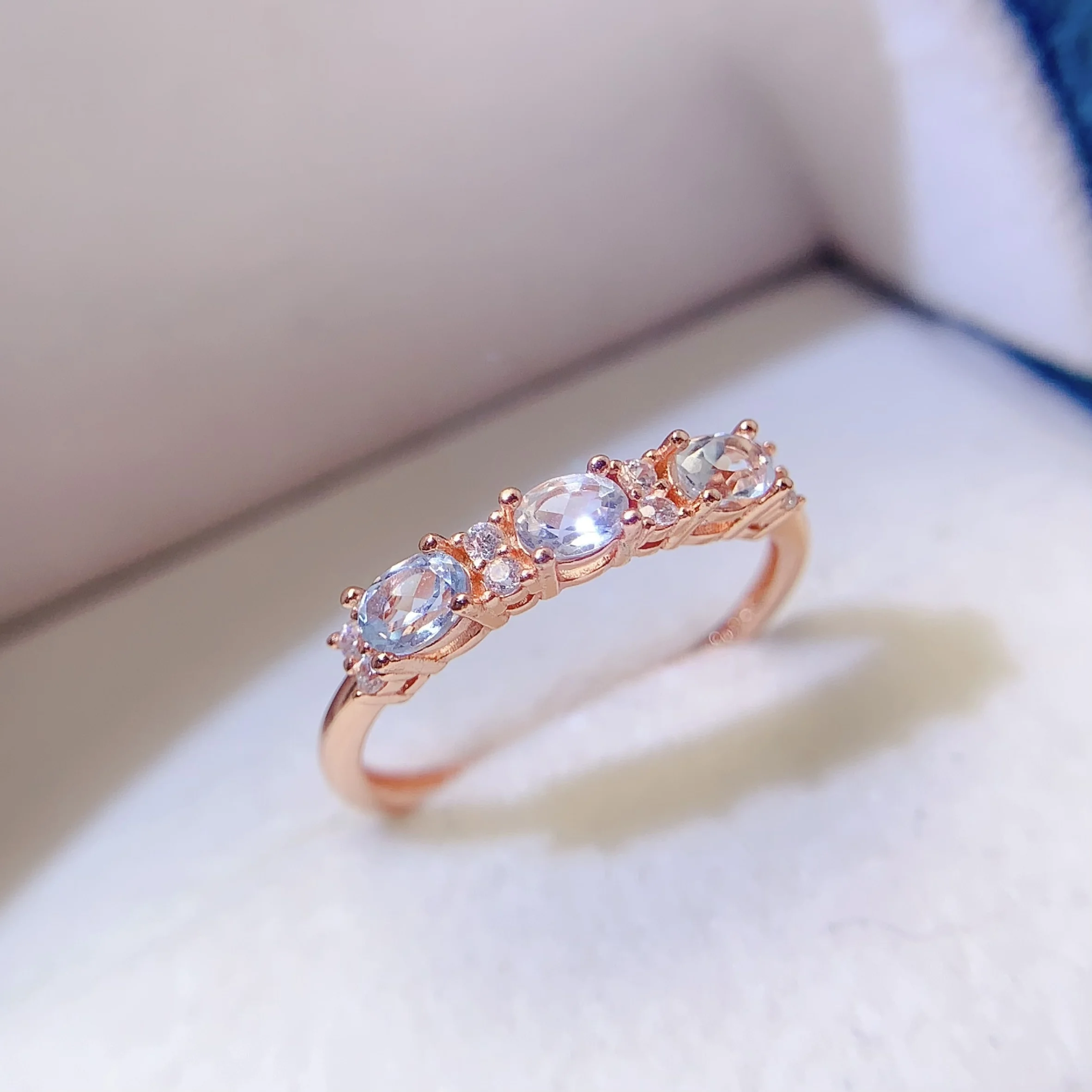 Natural Aquamarine Emerald Cut Ring - view 1