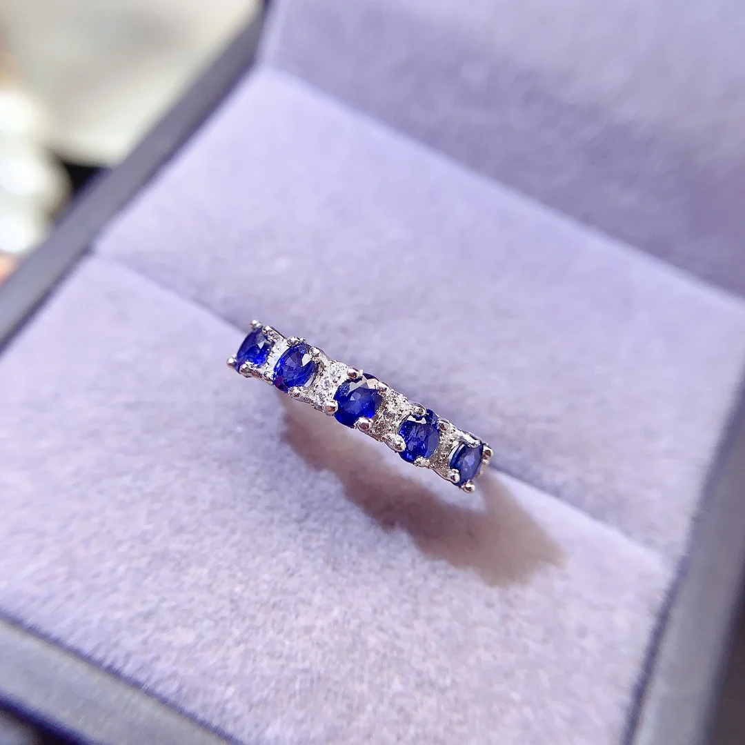 Natural Sapphire Half Eternity Ring - view 5