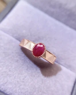 Natural Ruby Textured Band Ring