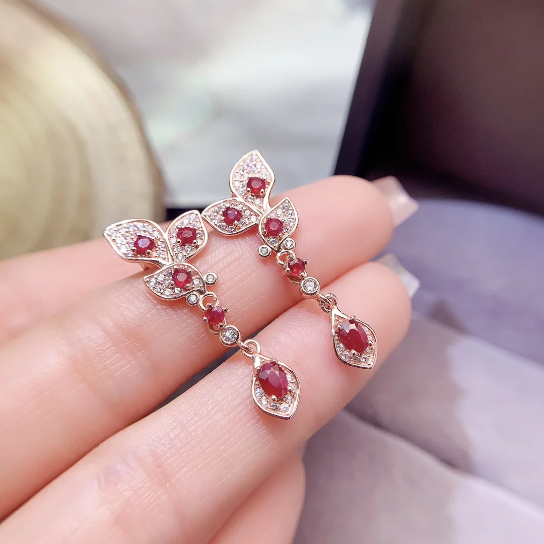 Natural Ruby Vintage Stud Earrings - view 1