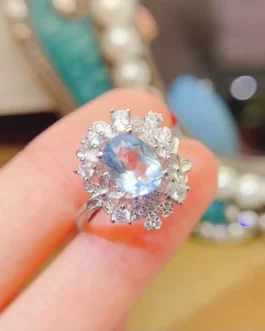 Natural Aquamarine Engagement Ring