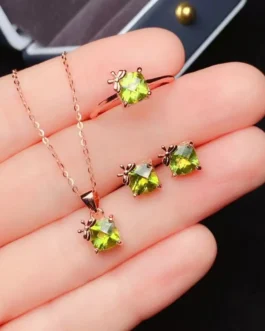 Natural Peridot Elegant Jewelry Set