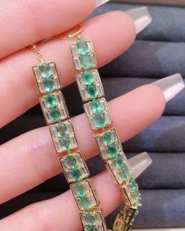 Natural Emerald Cut Tennis Bracelet