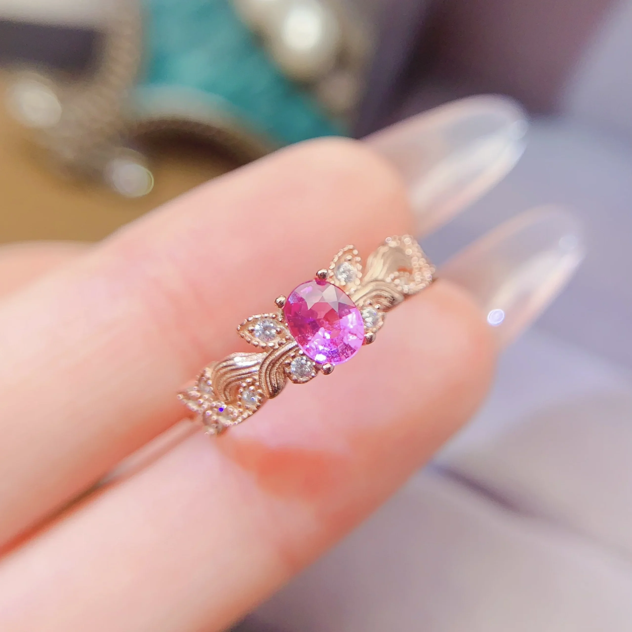 Natural Pink Sapphire Luxury Ring - view 1