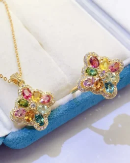 Natural Tourmaline Bridal Jewelry Set