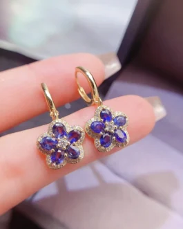 Natural Sapphire Blue Stud Earrings