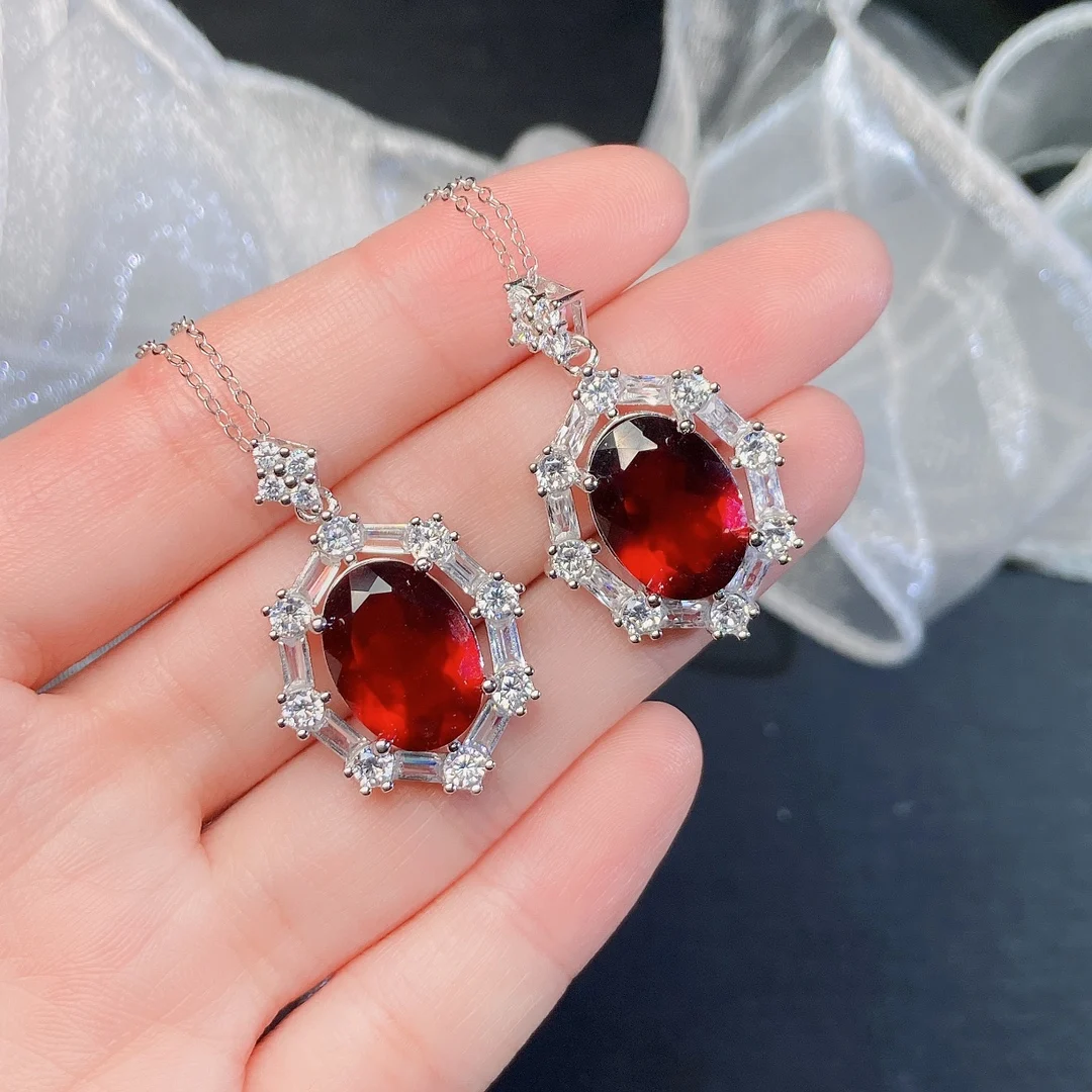 Natural Garnet Vintage Halo Pendant - view 1