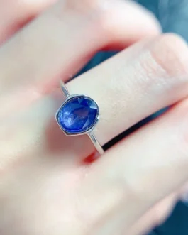 Natural Sapphire Oval Solitaire Ring