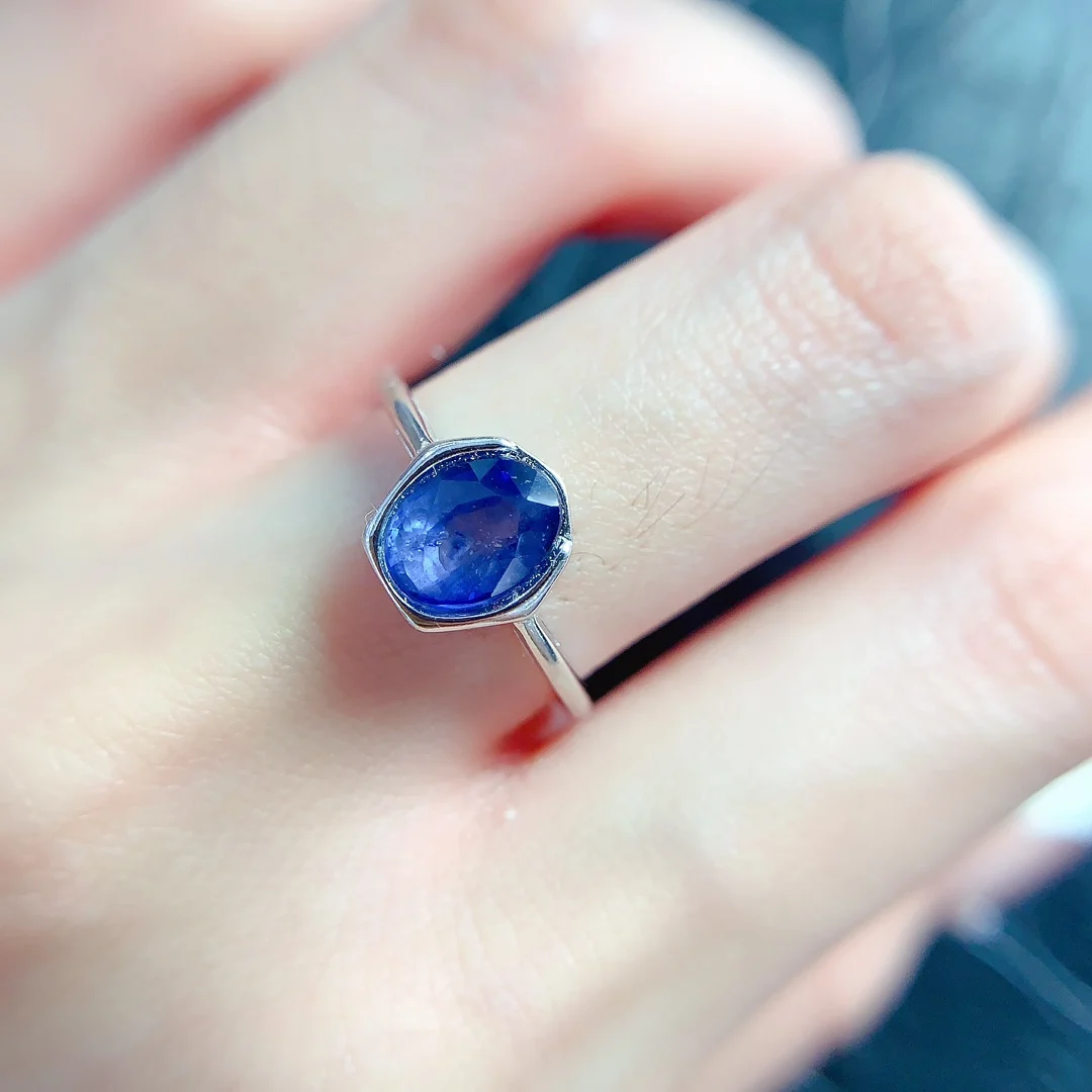 Natural Sapphire Oval Solitaire Ring - view 2