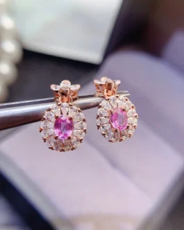 Natural Sapphire Pink Stud Earrings