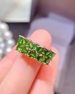Natural Diopside Heart Solitaire Ring