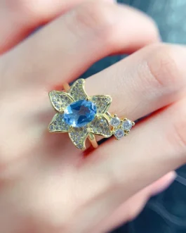 Natural Topaz Floral Star Ring