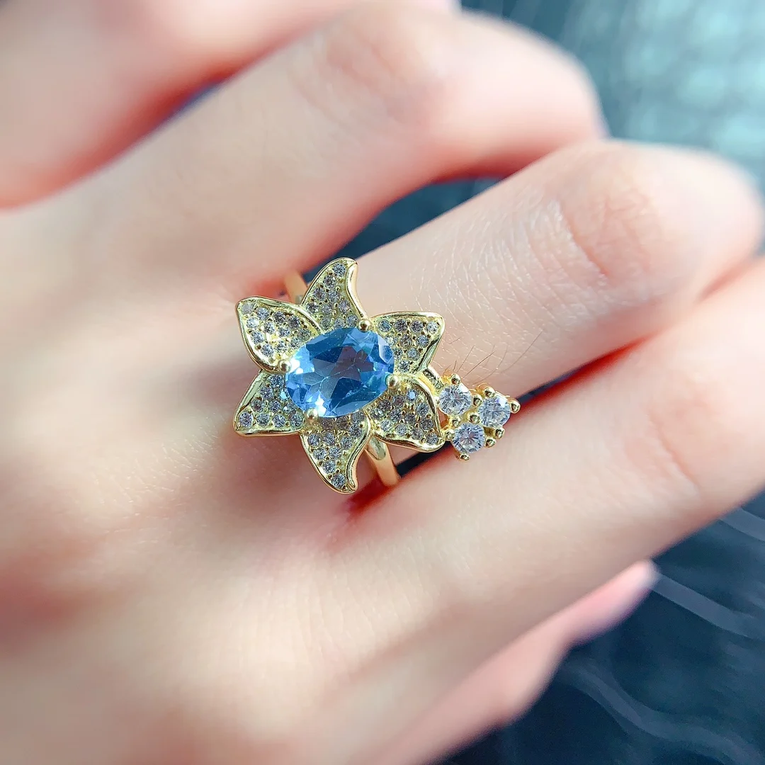 Natural Topaz Floral Star Ring - view 2