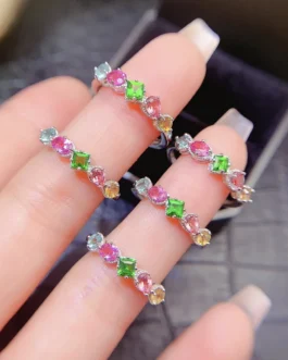 Natural Tourmaline Round Accent Ring