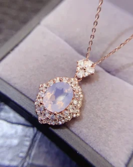 Natural Lavender Cushion Halo Pendant