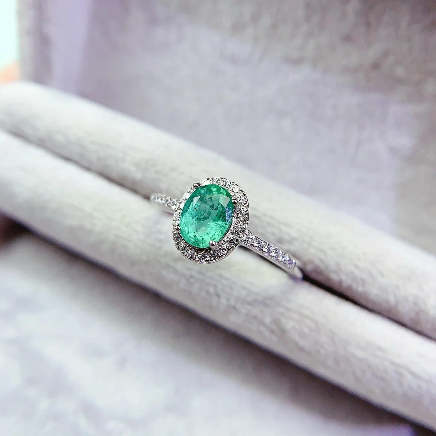Natural Emerald Classic Pavé Ring - view 3