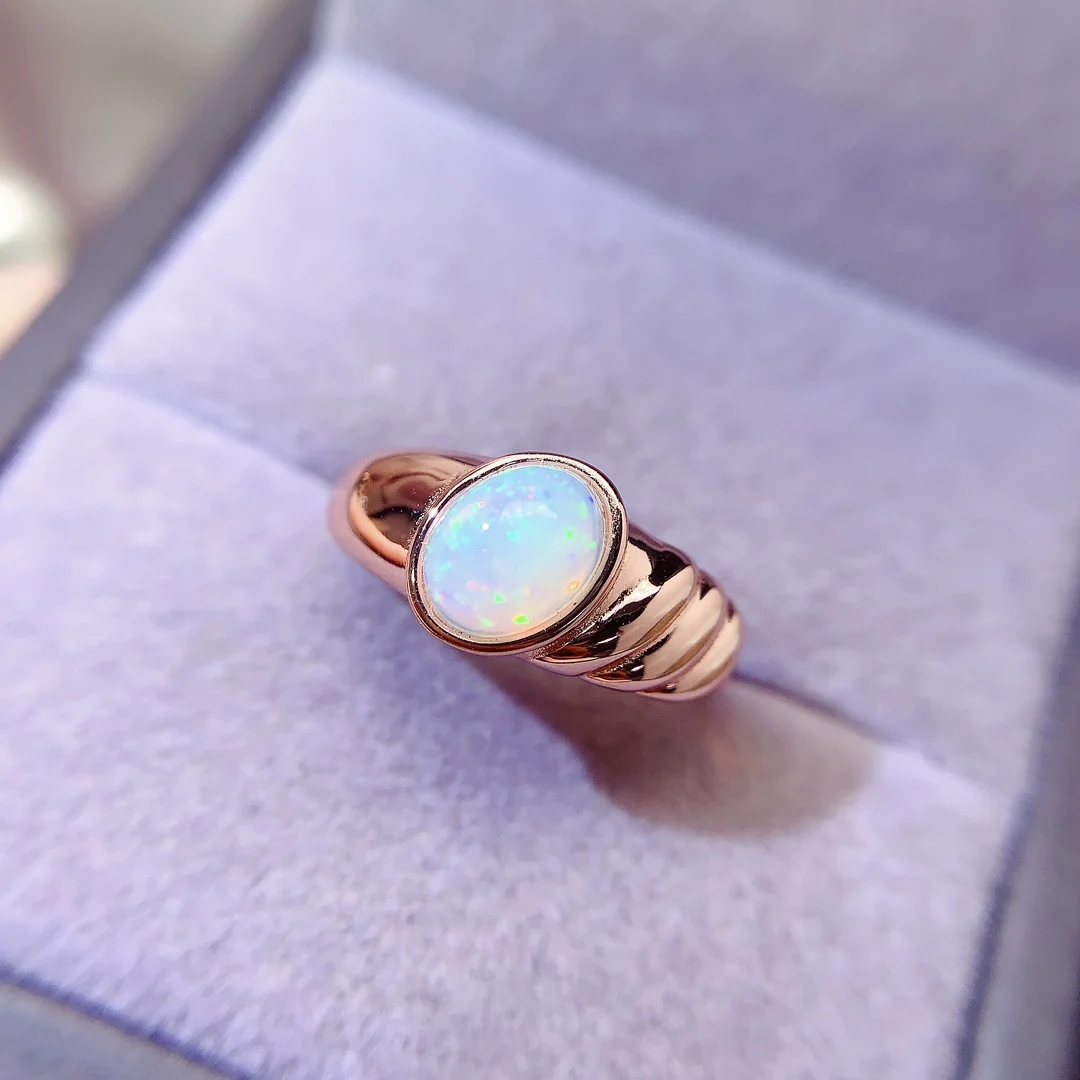 Natural Opal Classic Halo Ring - view 5