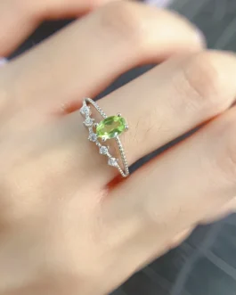 Natural Citrine Peridot Oval Ring