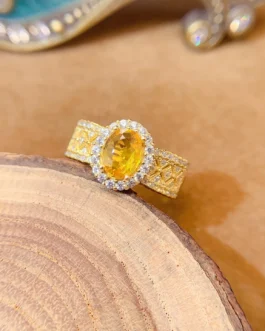Natural Yellow Sapphire Oval Ring