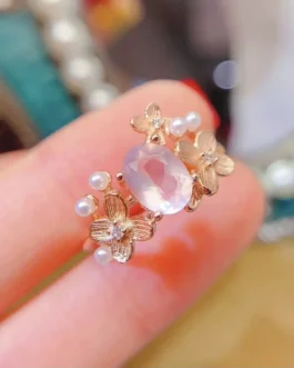 Natural Rose Quartz Statement Ring