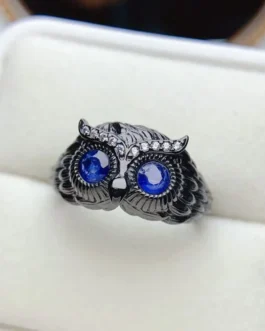 Natural Sapphire Owl Ring