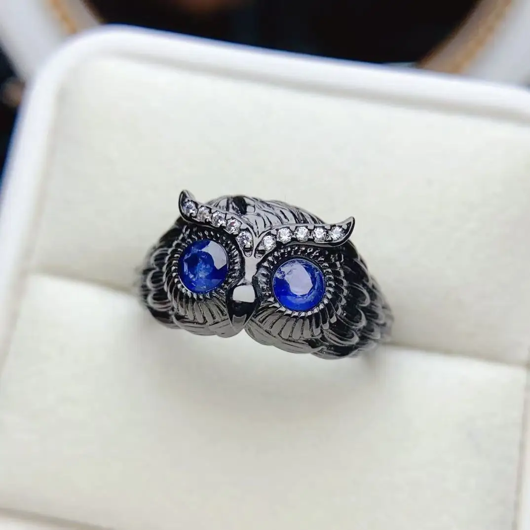 Natural Sapphire Owl Ring - view 1