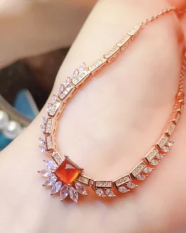 Natural Garnet Choker Pendant Necklace