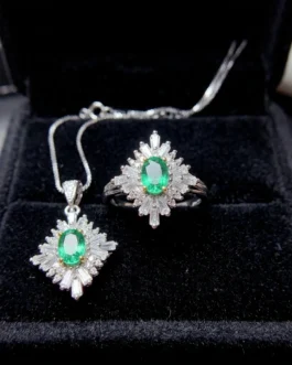 Natural Emerald Vintage Jewelry Set