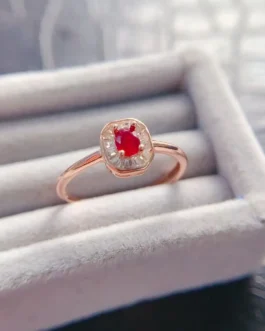 Natural Gemstone Adjustable Halo Ring