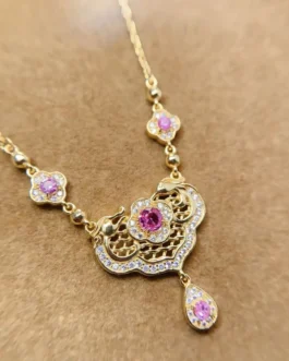Natural Sapphire Filigree Pendant Necklace