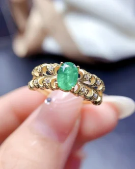 Natural Emerald Openwork Band Ring