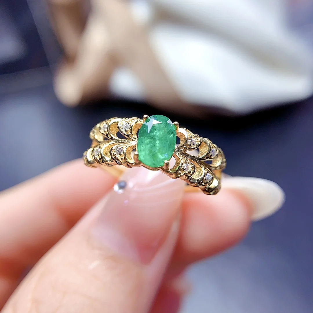 Natural Emerald Openwork Band Ring - view 1