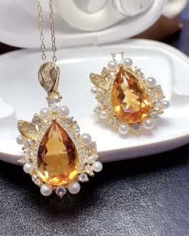 Natural Citrine Elegant Jewelry Set