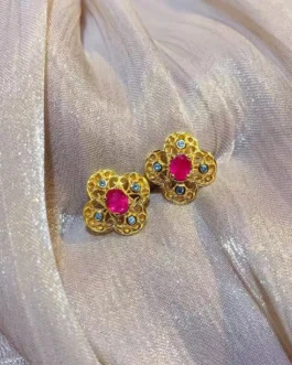 Natural Ruby Cocktail Stud Earrings