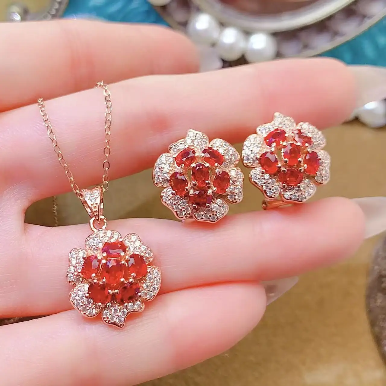 Natural Sapphire Bridal Jewelry Set - view 1
