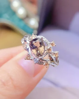Natural Citrine Pear Halo Ring