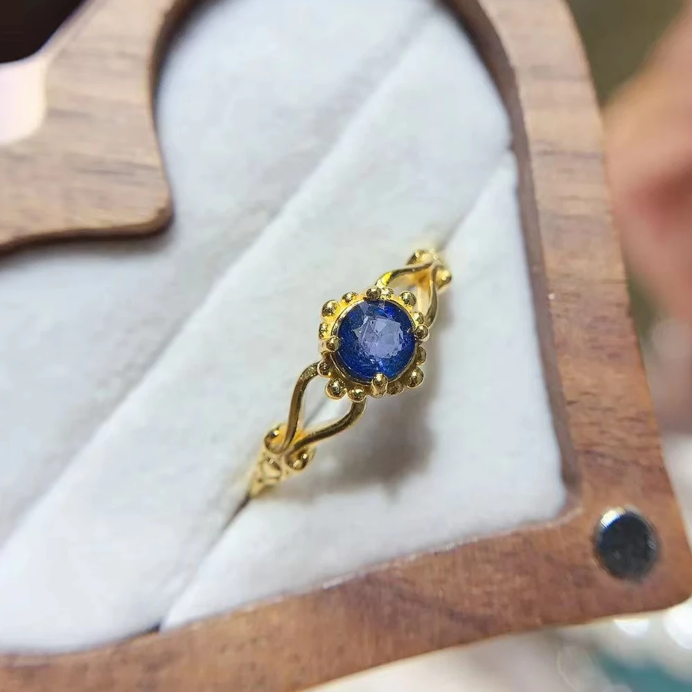 Natural Sapphire Round Solitaire Ring - view 1