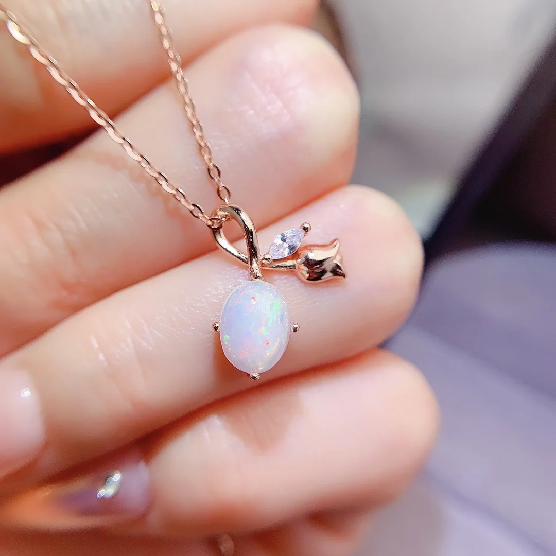 Natural Opal Bow Pendant - view 1